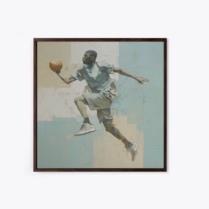 Basketball Player in Explosive Motion Framed Canvas Print, Fitness Studio Art, Home Gym Decor, Gym Decor, Fine Art, Motion, FSA-1x1-46