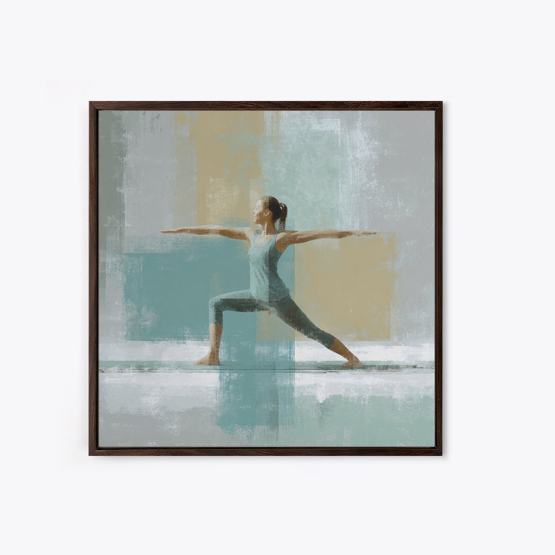 Yoga Warrior Pose Canvas Print, Fitness Studio Art, Pilates Poster, Gym Decor, Fine Art, Motion, Statement Artwork, Boho Decor, FSA-1x1-55