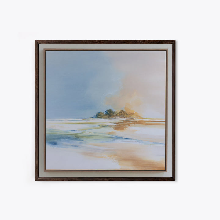Tropical Trail Hike Landscape for Wellness Mood Framed Canvas Print, Fitness Studio Art, Dance Studio Decor, Gym Decor, Motion, FSA-1x1-93