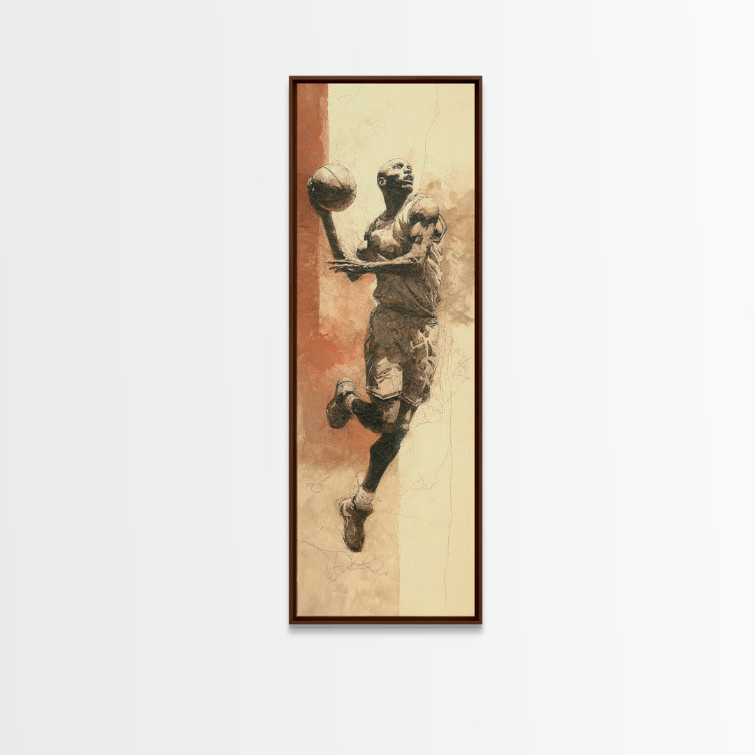 Basketball Player in Explosive Motion Canvas Print, Fitness Studio Art, Black and White Art, Gym Decor, Fine Art, Motion, FSA-1x3-10
