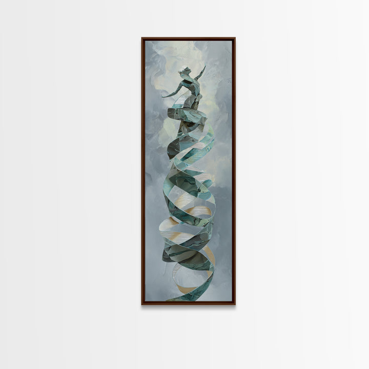 Gymnast Ribbon Forming a Spiral Composition Canvas Print, Fitness Studio Art, Printable Art, Gym Decor, Fine Art, Motion, FSA-1x3-11