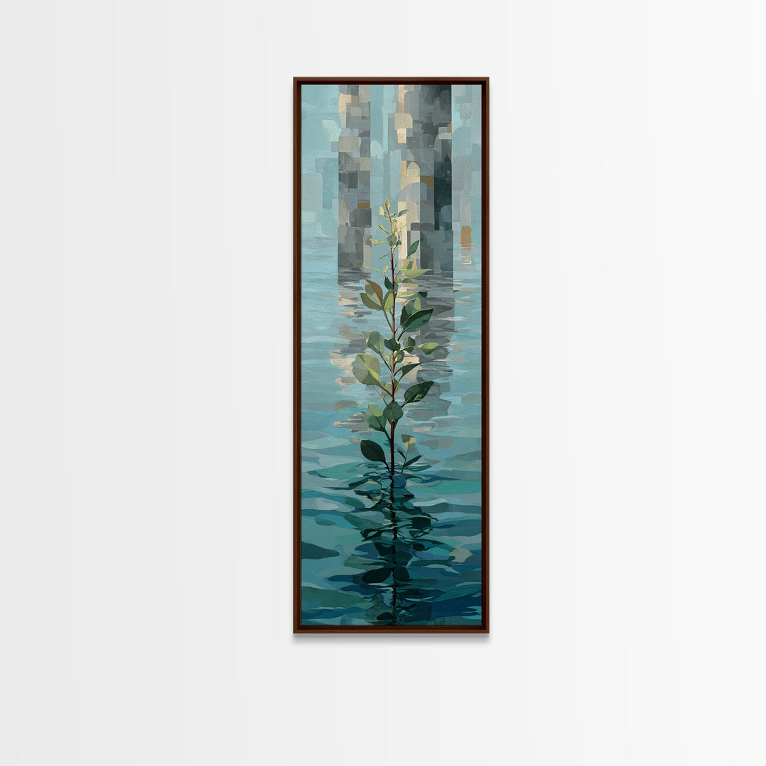 Rowing Oars Cutting Through Blue Water Framed Canvas Print, Fitness Studio Art, Physical Therapy Art, Gym Decor, Motion, FSA-1x3-24