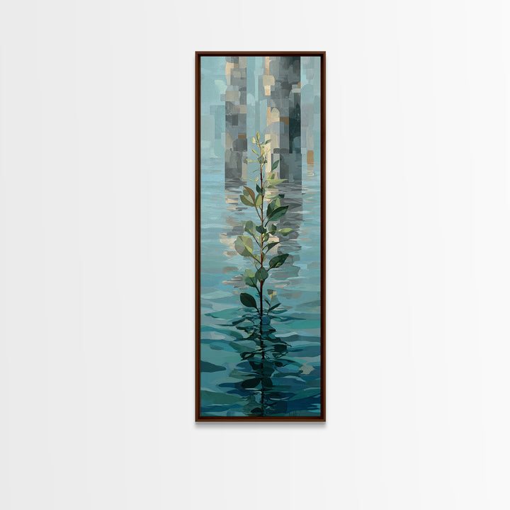 Rowing Oars Cutting Through Blue Water Framed Canvas Print, Fitness Studio Art, Physical Therapy Art, Gym Decor, Motion, FSA-1x3-24