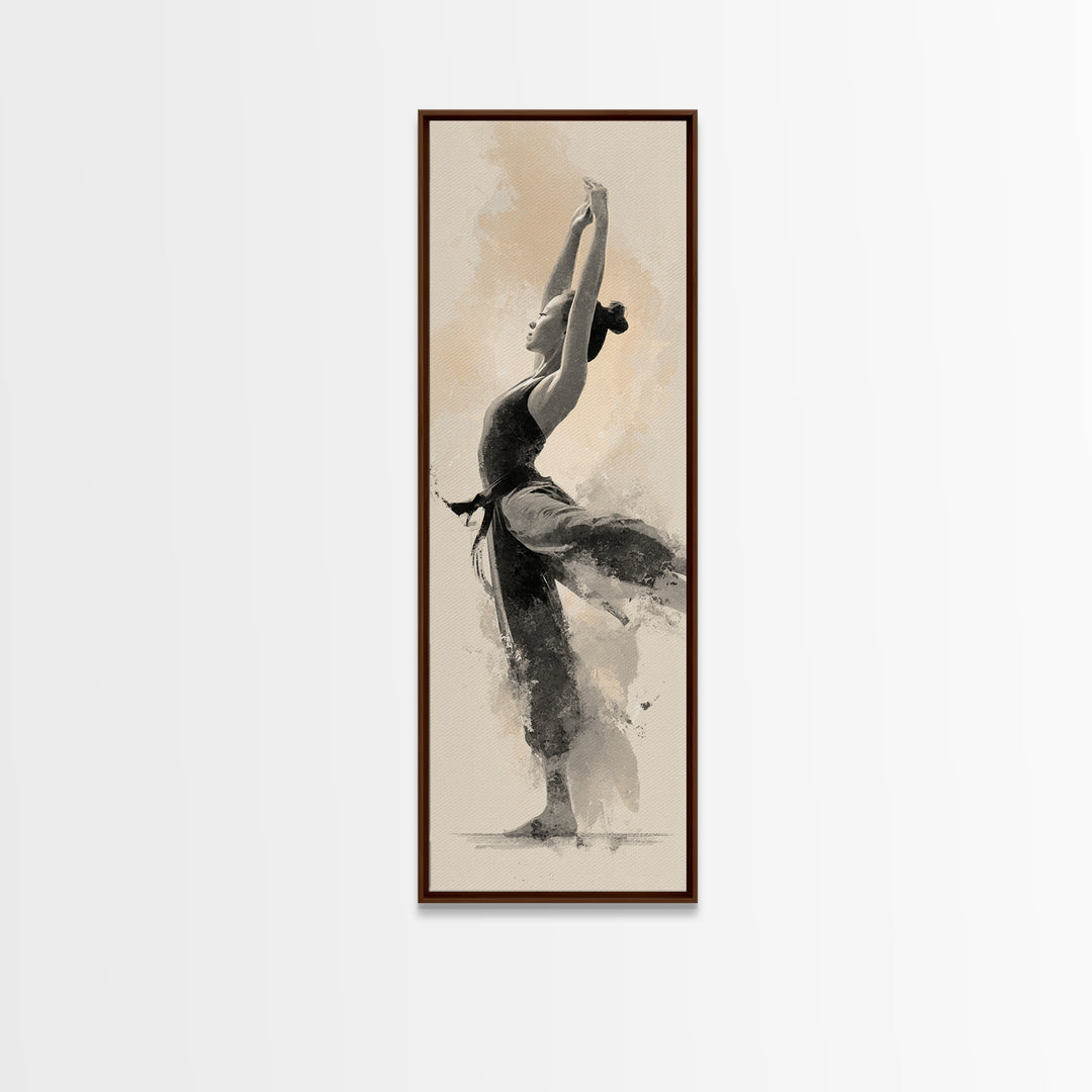 Martial Artist Pose Framed Canvas Print, Fitness Studio Art, Room Decor, Gym Decor, Fine Art, Motion, Motivational Poster, FSA-1x3-79