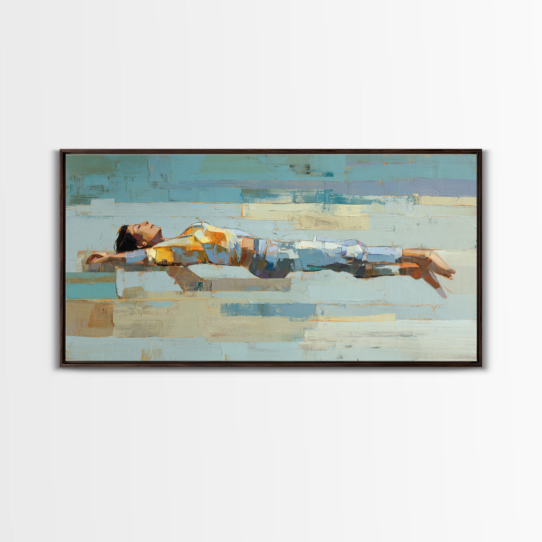 Cycling Figure in Bold Speed Lines Framed Canvas Print, Fitness Studio Art, Dancing Wall Art, Gym Decor, Fine Art, Motion, FSA-2x1-100