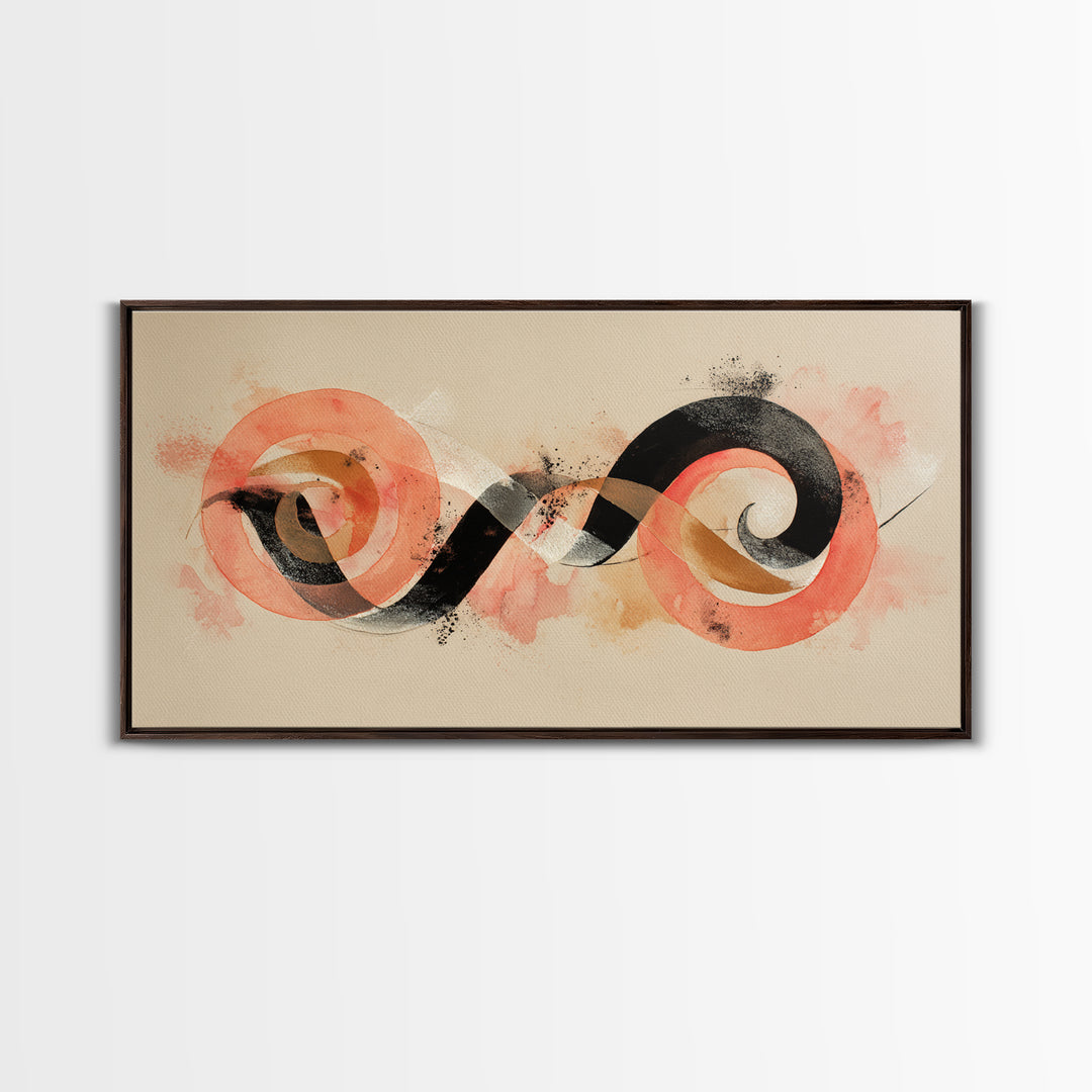 Gymnast Ribbon Forming a Spiral Composition Framed Canvas Print, Fitness Studio Art, Gym Poster, Gym Decor, Fine Art, Motion, FSA-2x1-19