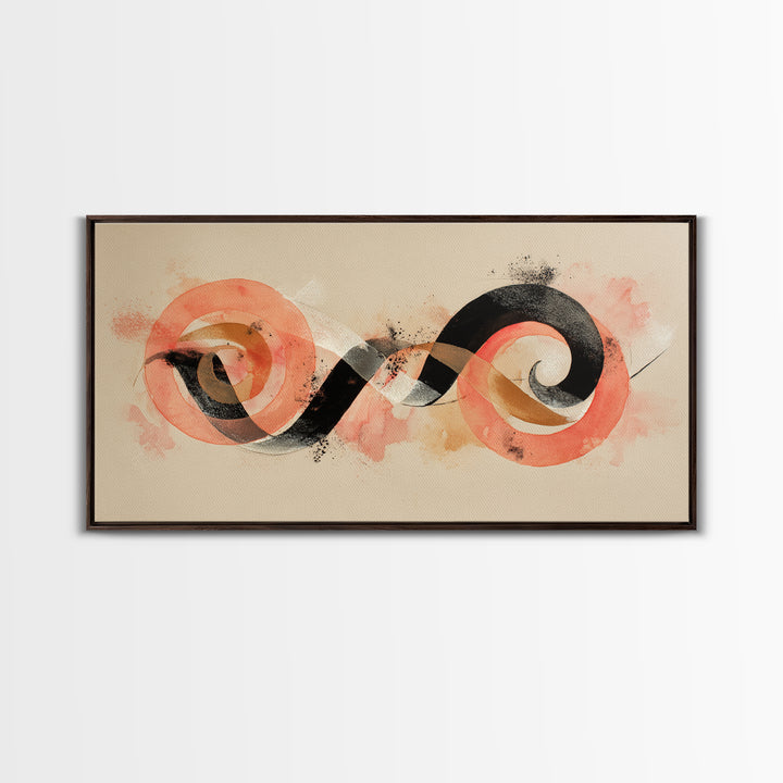 Gymnast Ribbon Forming a Spiral Composition Framed Canvas Print, Fitness Studio Art, Gym Poster, Gym Decor, Fine Art, Motion, FSA-2x1-19