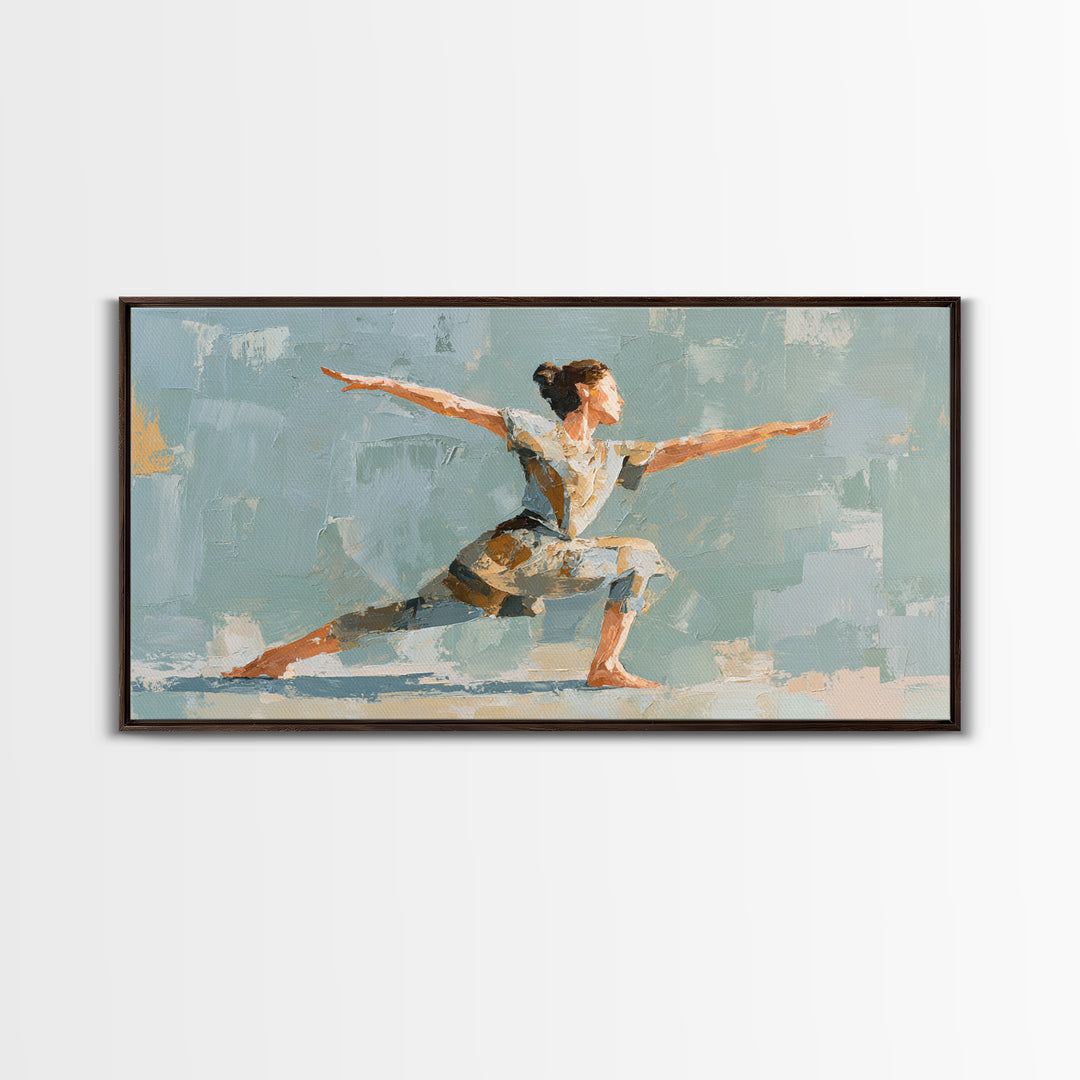 Yoga Warrior Pose Framed Canvas Print, Fitness Studio Art, Fitness, Gym Decor, Motion, Dancing Wall Art, Fitness Motivation, FSA-2x1-3