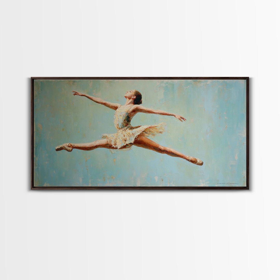 Dancer Leap with Painterly Energy Canvas Print, Fitness Studio Art, Metal Wall Art, Gym Decor, Fine Art, Motion, Home Gym Decor, FSA-2x1-31