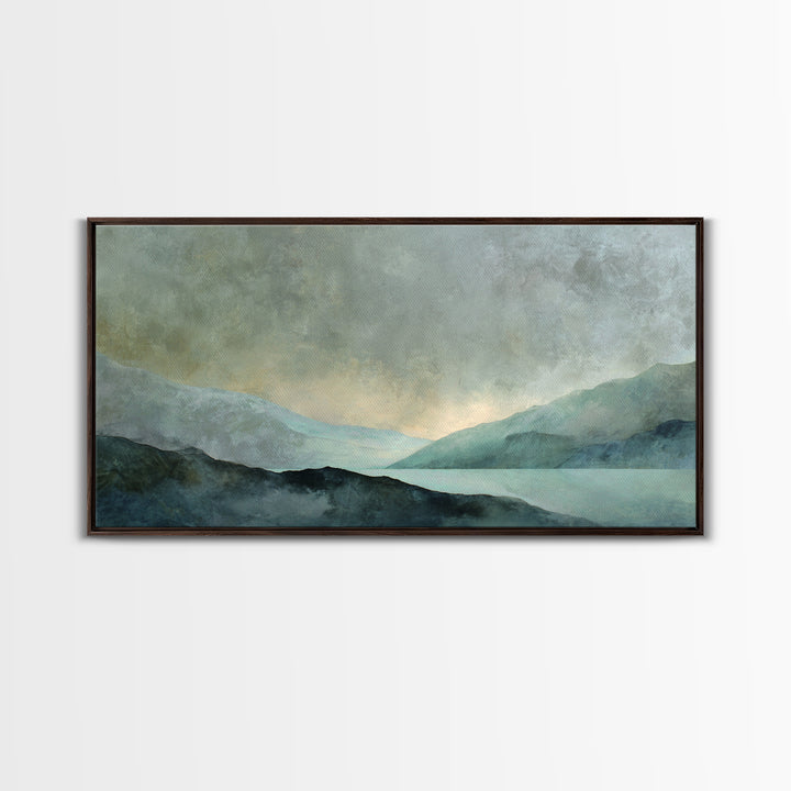 Sunrise over Mountains as Endurance Metaphor Framed Canvas Print, Fitness Studio Art, Aesthetic Room Decor, Gym Decor, Motion, FSA-2x1-92