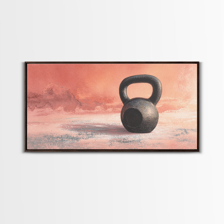Kettlebell and Chalk Dust Canvas Print, Fitness Studio Art, Art Print, Gym Decor, Watercolor Art, Motion, Motivational Poster, FSA-2x1-98