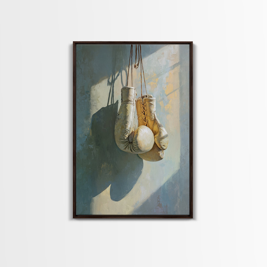 Boxing Gloves Still Life Framed Canvas Print, Fitness Studio Art, Neutral Decor, Gym Decor, Fine Art, Motion, Wall Art, FSA-2x3-13