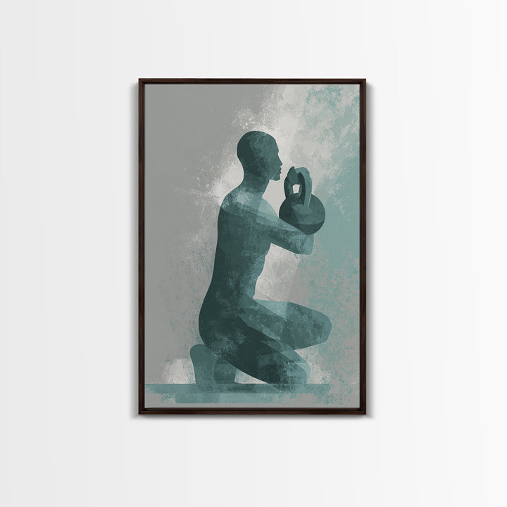Kettlebell and Chalk Dust Canvas Print, Fitness Studio Art, Art Print, Gym Decor, Abstract Art, Motion, Motivational Poster, FSA-2x3-62