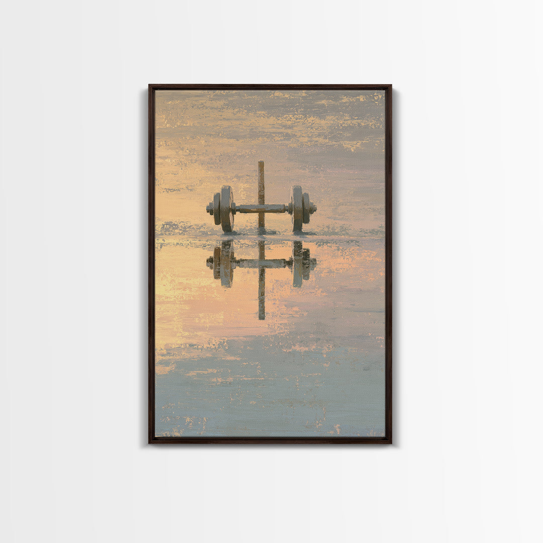Barbell Plate Study Canvas Print, Fitness Studio Art, Pilates Poster, Gym Decor, Oil Painting, Motion, Statement Artwork, FSA-2x3-72