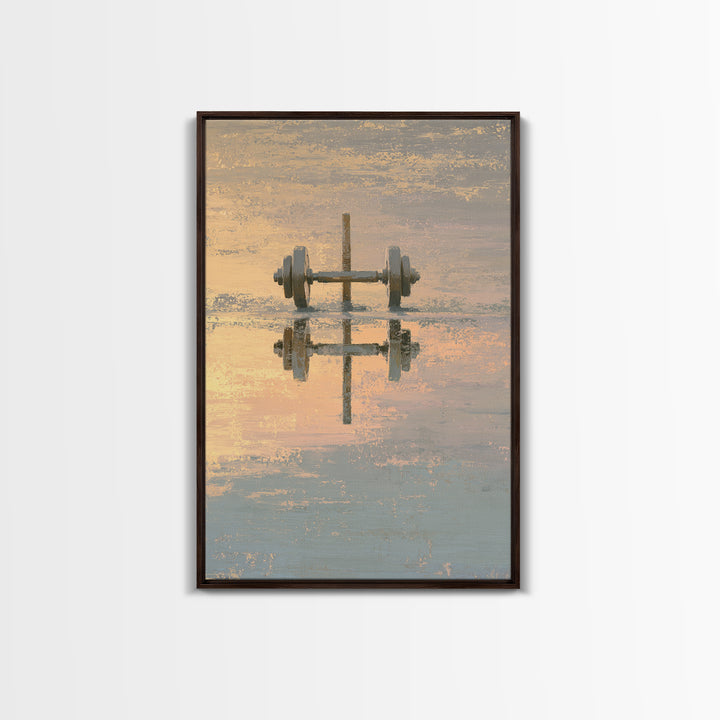 Barbell Plate Study Canvas Print, Fitness Studio Art, Pilates Poster, Gym Decor, Oil Painting, Motion, Statement Artwork, FSA-2x3-72