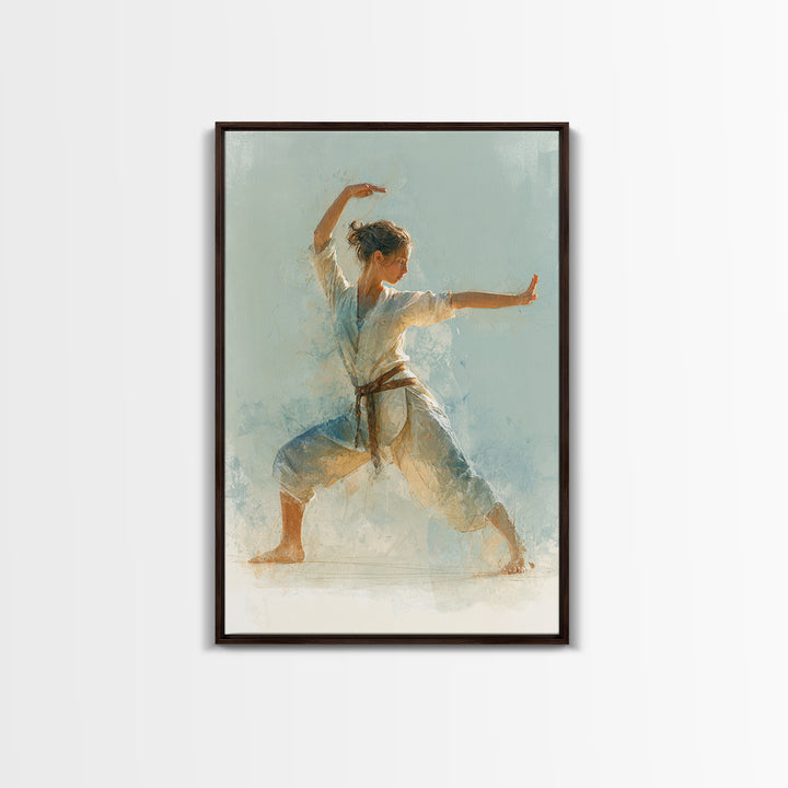 Martial Artist Pose Framed Canvas Print, Fitness Studio Art, Motivational Canvas, Gym Decor, Fine Art, Motion, FSA-2x3-75