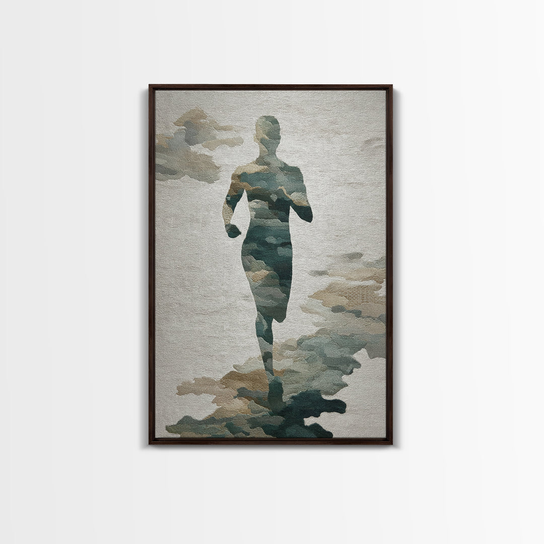 Runner Silhouette Breaking Through Morning Mist Canvas Print, Fitness Studio Art, Wall Decor, Gym Decor, Fine Art, Motion, FSA-2x3-9