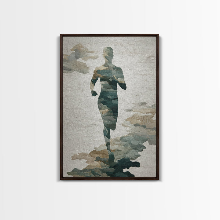 Runner Silhouette Breaking Through Morning Mist Canvas Print, Fitness Studio Art, Wall Decor, Gym Decor, Fine Art, Motion, FSA-2x3-9