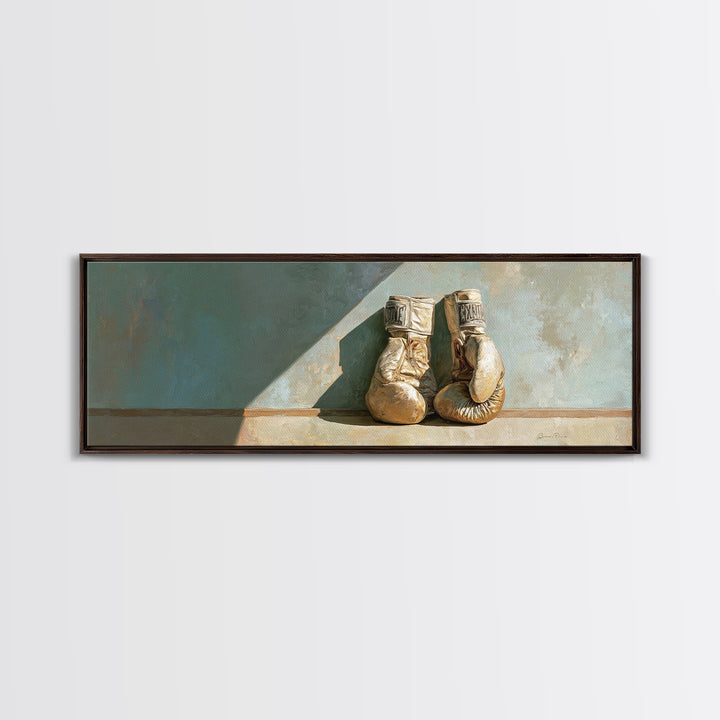Boxing Gloves Still Life Framed Canvas Print, Fitness Studio Art, Modern Wall Decor, Gym Decor, Motion, Physical Therapy Art, FSA-3x1-69