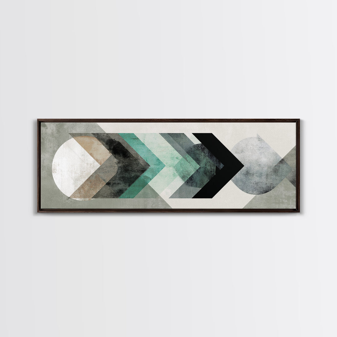 Minimal Motivational Symbol Using Arrows and Shapes Framed Canvas Print, Fitness Studio Art, Fitness, Gym Decor, Motion, FSA-3x1-77
