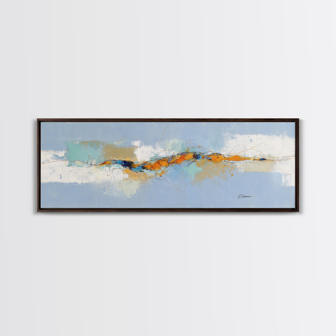 Abstract Heartbeat Line Through Color Fields Canvas Print, Fitness Studio Art, Motivational Poster, Gym Decor, Motion, FSA-3x1-81