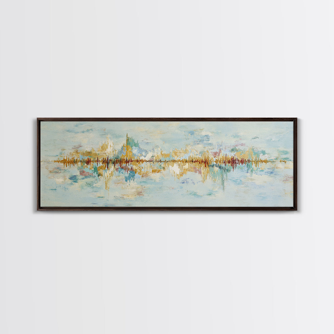 Abstract Heartbeat Line Through Color Fields Framed Canvas Print, Fitness Studio Art, Textured Painting, Gym Decor, Motion, FSA-3x1-9