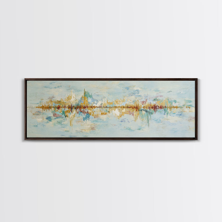 Abstract Heartbeat Line Through Color Fields Framed Canvas Print, Fitness Studio Art, Textured Painting, Gym Decor, Motion, FSA-3x1-9