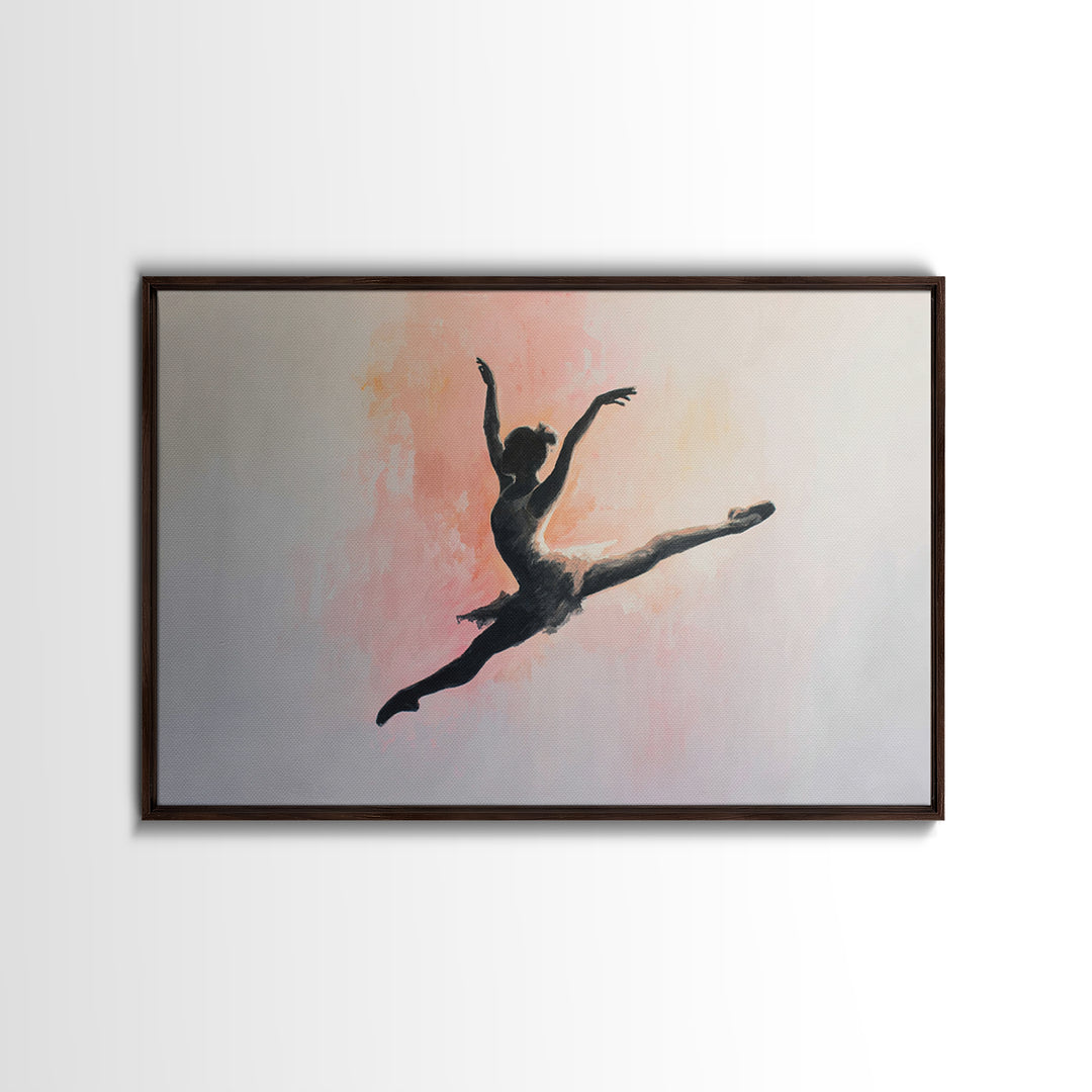 Dancer Leap with Painterly Energy Framed Canvas Print, Fitness Studio Art, Modern Wall Decor, Gym Decor, Fine Art, Motion, FSA-3x2-39