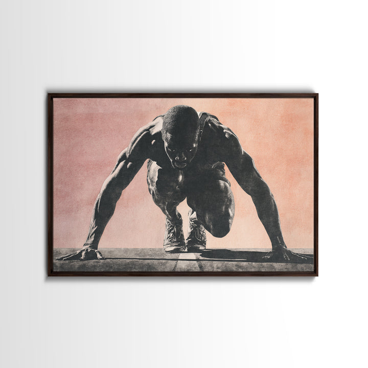 Sprinter Start Position Canvas Print, Fitness Studio Art, Metal Wall Art, Gym Decor, Fine Art, Motion, Home Gym Decor, FSA-3x2-42