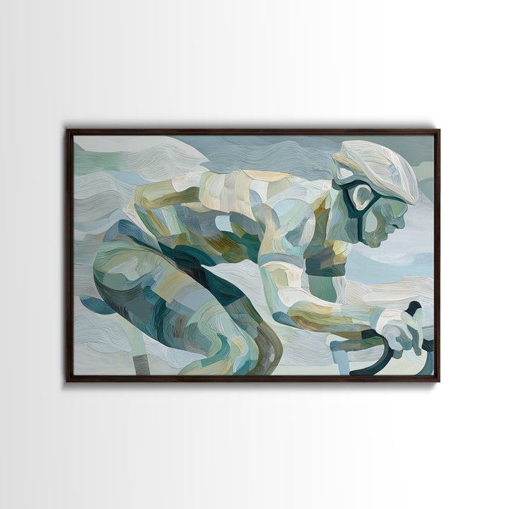 Cycling Figure in Bold Speed Lines Canvas Print, Fitness Studio Art, Gym Wall Decor, Gym Decor, Motion, Yoga Room Decor, FSA-3x2-84