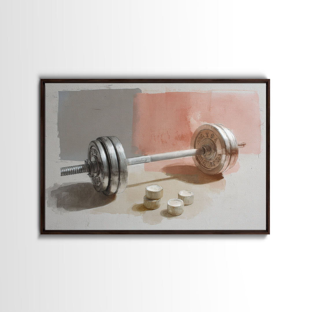 Barbell Plate Study Framed Canvas Print, Fitness Studio Art, Minimalist Art Print, Gym Decor, Fine Art, Motion, Home Decor, FSA-3x2-92