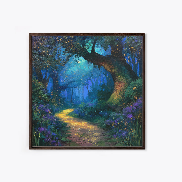 Enchanted Forest Path Glowing Canvas Print, Fairy Tale Art, Room Decor, Living Room Decor, Fine Art, Storybook, Original Art, FTA-1x1-25