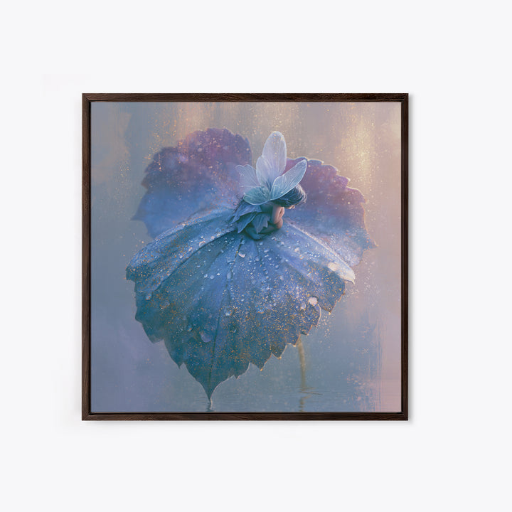 Tiny Fairy Resting on a Dew Covered Canvas Print, Fairy Tale Art, Art Nouveau Print, Living Room Decor, Fine Art, Storybook, FTA-1x1-55