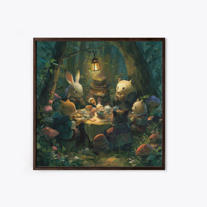 Woodland Tea Party Canvas Print, Fairy Tale Art, Room Decor, Living Room Decor, Storybook, Original Art, Nursery Wall Art, FTA-1x1-91