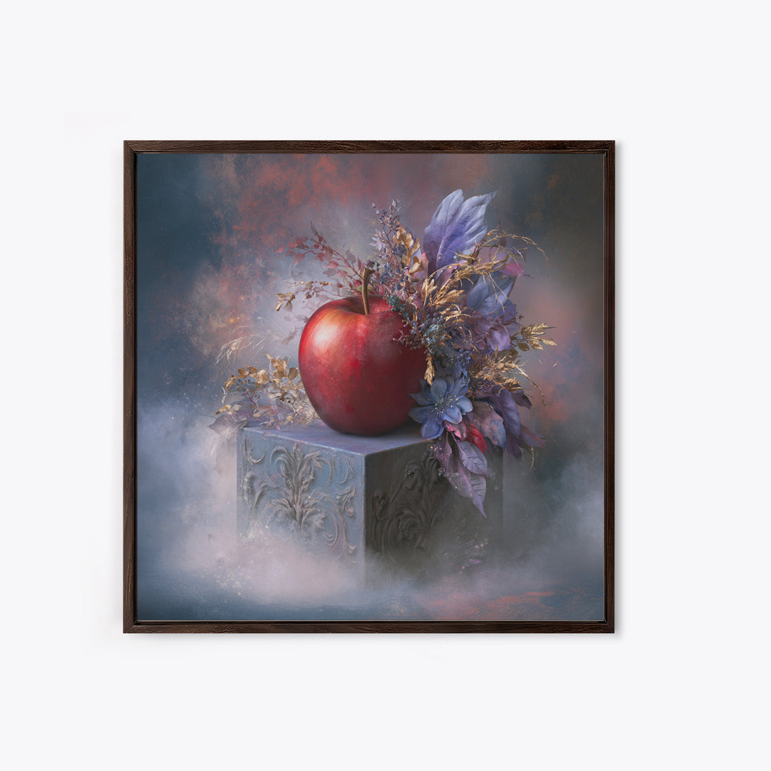 Enchanted Apple with Deep Red Shine Canvas Print, Fairy Tale Art, Fairy Art, Living Room Decor, Fine Art, Storybook, FTA-1x1-92