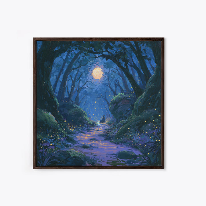 Enchanted Forest Path Glowing Canvas Print, Fairy Tale Art, Art Deco, Living Room Decor, Fine Art, Storybook, Whimsical Art, FTA-1x1-97