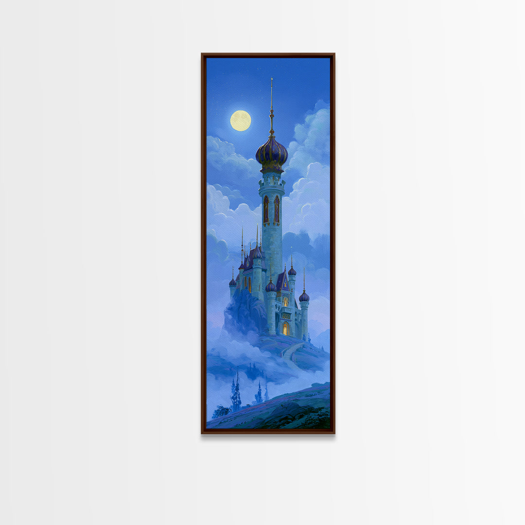 Storybook Castle on a Misty Hill Canvas Print, Fairy Tale Art, Gallery Decor, Living Room Decor, Fine Art, Storybook, FTA-1x3-38