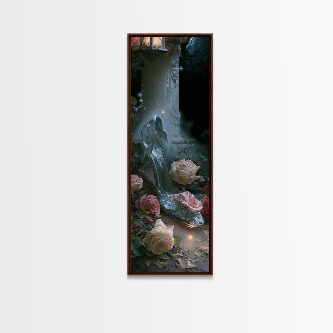 Glass Slipper Still Life Canvas Print, Fairy Tale Art, Neutral Decor, Living Room Decor, Fine Art, Storybook, Home Decor, FTA-1x3-42