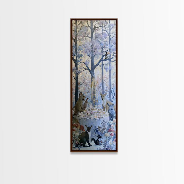 Woodland Tea Party Canvas Print, Fairy Tale Art, Princess Wall Art, Living Room Decor, Oil Painting, Storybook, Fine Art Print, FTA-1x3-55