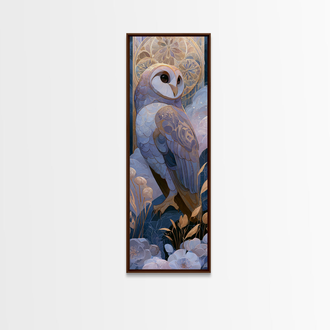 Owl Messenger Carrying a Tiny Ribbon Canvas Print, Fairy Tale Art, Wall Decor, Living Room Decor, Fine Art, Storybook, FTA-1x3-77