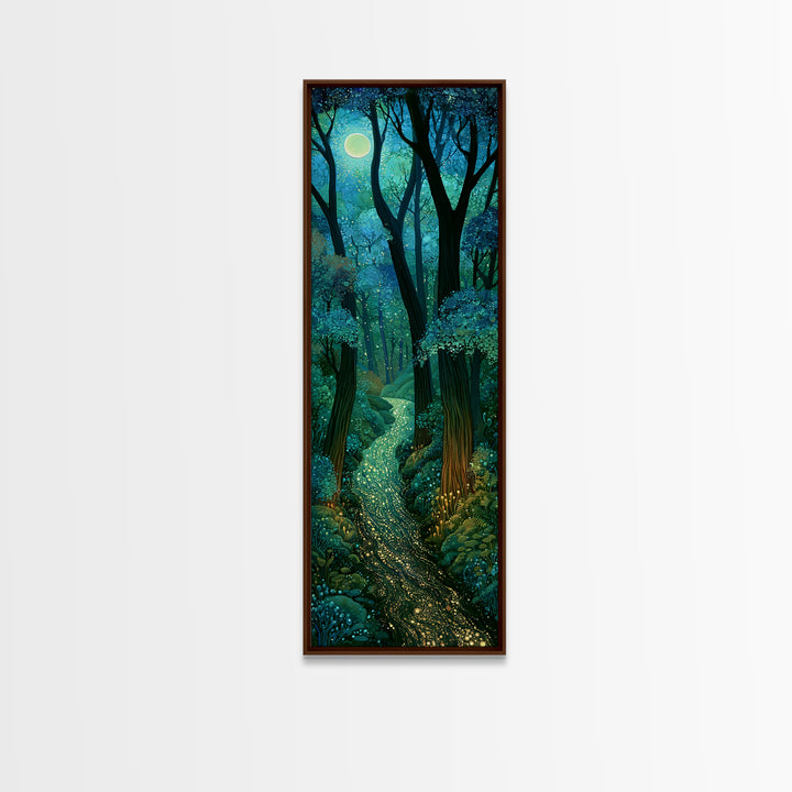Enchanted Forest Path Glowing Canvas Print, Fairy Tale Art, Art Nouveau, Living Room Decor, Fine Art, Storybook, Dark Art, FTA-1x3-85