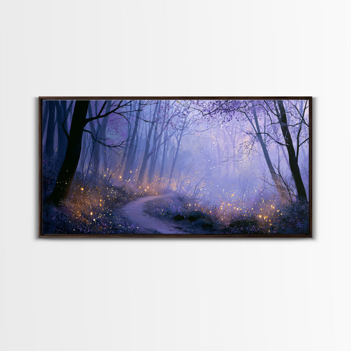 Enchanted Forest Path Glowing Canvas Print, Fairy Tale Art, Art Deco, Living Room Decor, Fine Art, Storybook, Whimsical Art, FTA-2x1-21