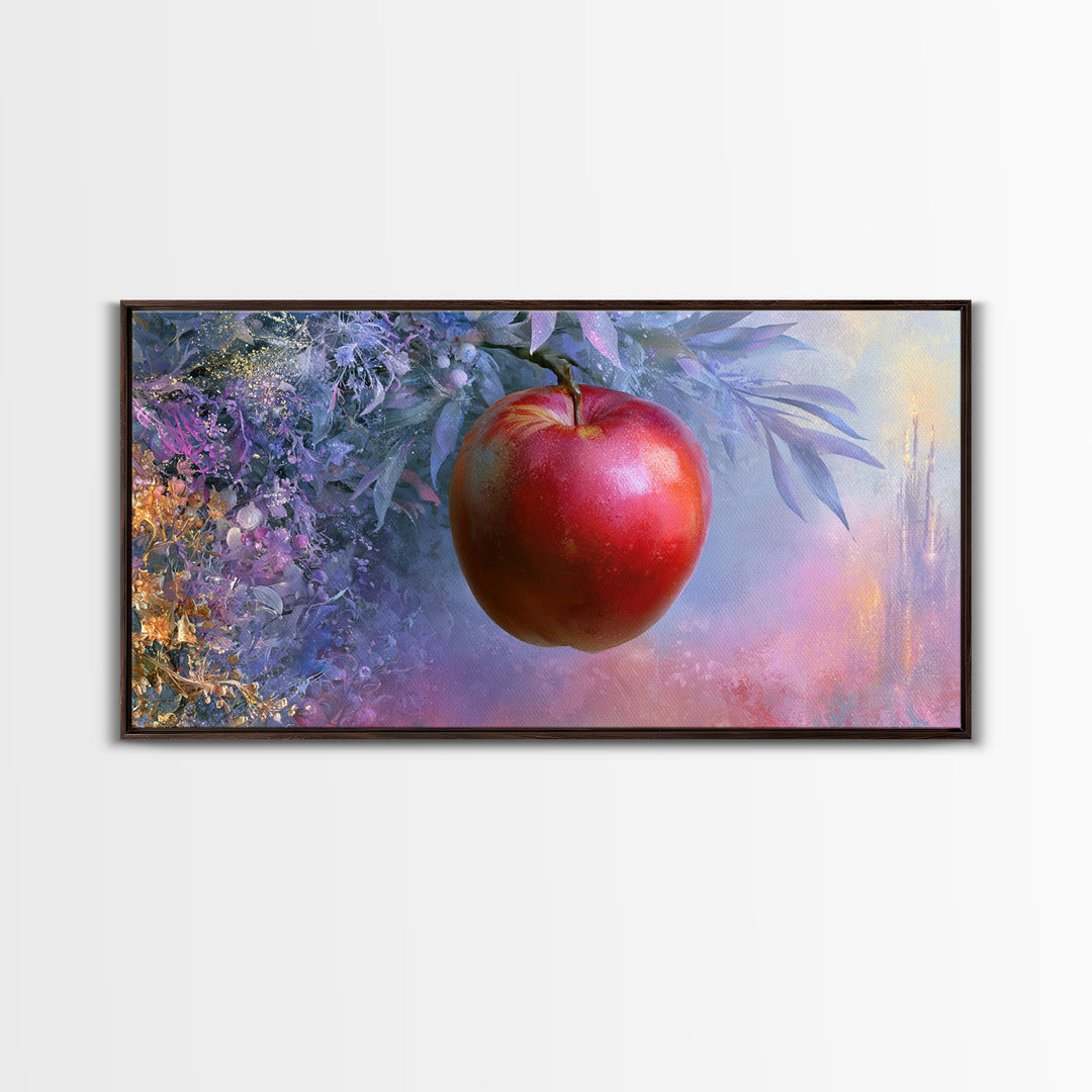 Enchanted Apple with Deep Red Shine Canvas Print, Fairy Tale Art, Original Art, Living Room Decor, Fine Art, Storybook, FTA-2x1-64