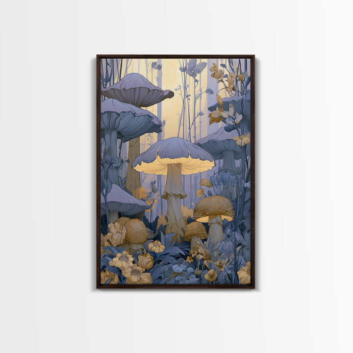 Fairy Ring of Mushrooms and Wildflowers Canvas Print, Fairy Tale Art, Nursery Wall Art, Living Room Decor, Watercolor Art, FTA-2x3-5