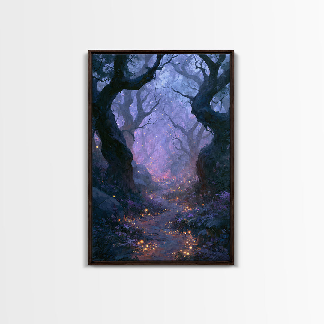 Enchanted Forest Path Glowing Canvas Print, Fairy Tale Art, Princess Wall Art, Living Room Decor, Fine Art, Storybook, FTA-2x3-81