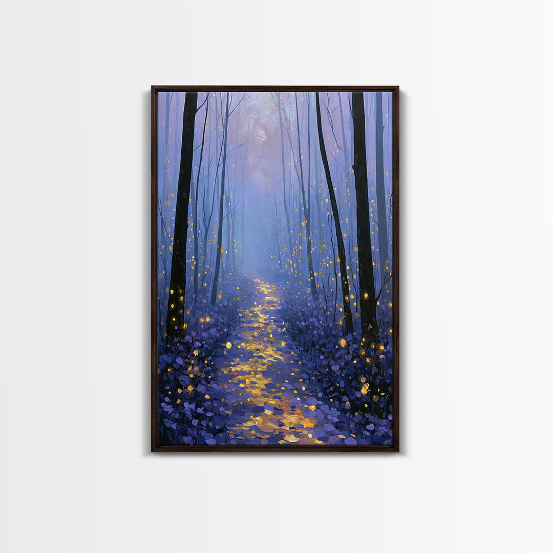 Enchanted Forest Path Glowing Canvas Print, Fairy Tale Art, Art Nouveau, Living Room Decor, Fine Art, Storybook, Dark Art, FTA-2x3-9