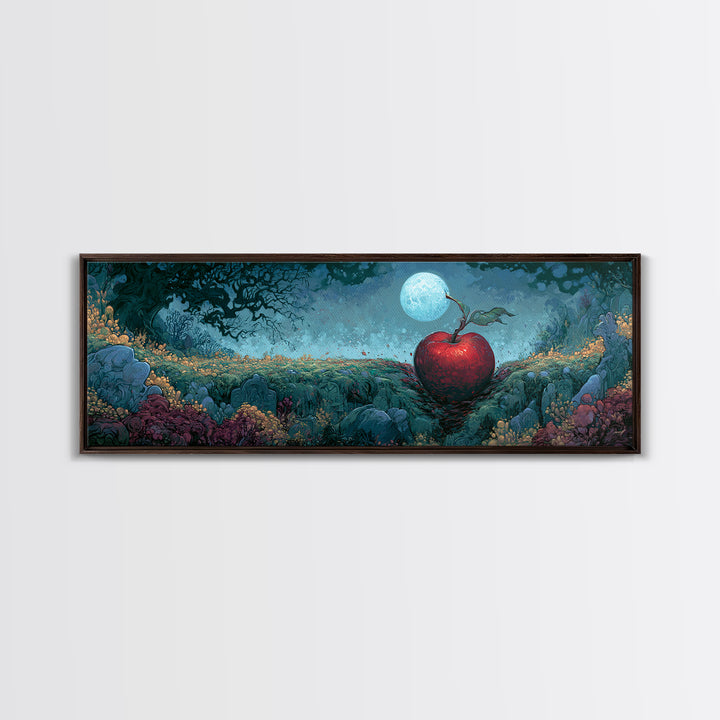 Enchanted Apple with Deep Red Shine Framed Canvas Print, Fairy Tale Art, Art Print, Living Room Decor, Fine Art, Storybook, FTA-3x1-84