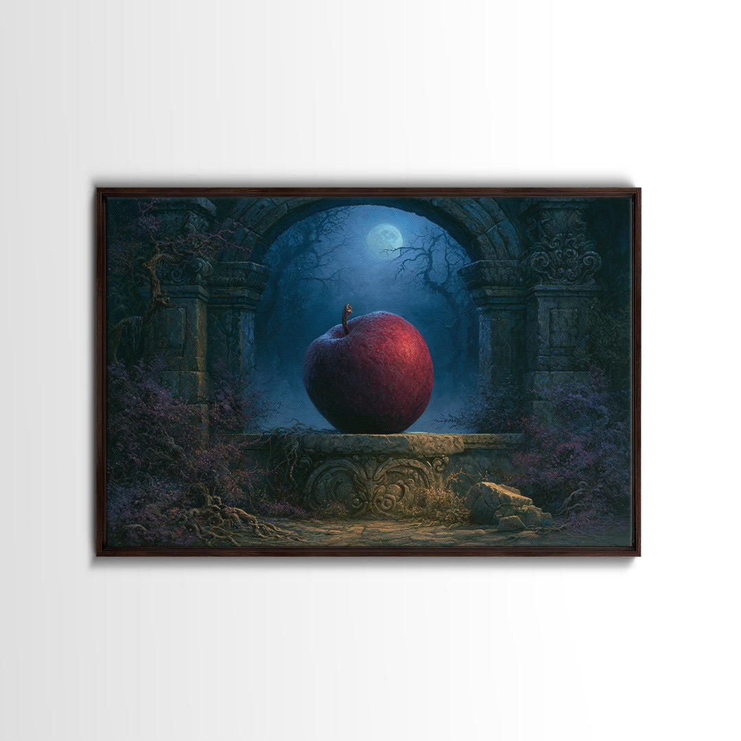 Enchanted Apple with Deep Red Shine Canvas Print, Fairy Tale Art, Contemporary Art, Living Room Decor, Fine Art, Storybook, FTA-3x2-72