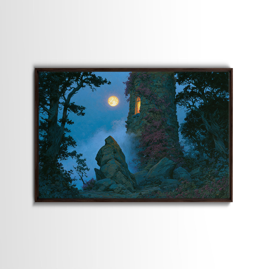 Rose Covered Tower Canvas Print, Fairy Tale Art, Kids Room Decor, Living Room Decor, Abstract Art, Storybook, Textured Painting, FTA-3x2-94