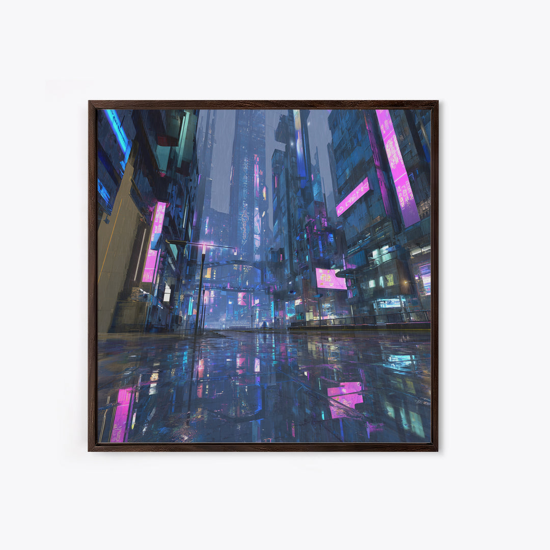 White and Blue Utopian Megastructure Framed Canvas Print, Futuristic Art, Room Decor, Living Room Decor, Fine Art, Future, FUT-1x1-12